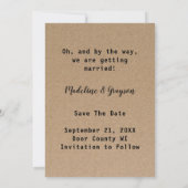 Funny Free Drink Kraft Paper redt de datum Save The Date (Achterkant)