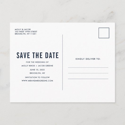 Funny Free Drink Photo Navy Wedding Save the Date Aankondigingskaart (Achterkant)