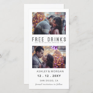 Funny Free Drink Photo Wedding save the Date Aankondiging