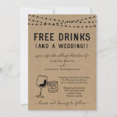 Funny Free Drinken and a Wedding Invitation Kaart (Voorkant)