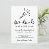 Funny Free Drinken and a Wedding Invitation Kaart (Staand voorkant)
