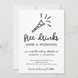 Funny Free Drinken and a Wedding Invitation Kaart