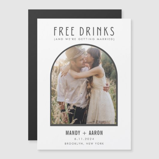 Funny Free Drinken Arch Photo Wedding Save the Dat (Voorkant / Achterkant)