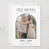 Funny Free Drinken Arch Photo Wedding Save The Date (Voorkant)