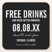Funny Free Drinken Black and White Save the Date Kartonnen Onderzetters (Voorkant)