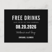 Funny Free Drinken Black Wedding Save the Date Aankondigingskaart (Voorkant)