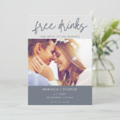 Funny Free Drinken Foto Modern Wedding Save The Date (Staand voorkant)