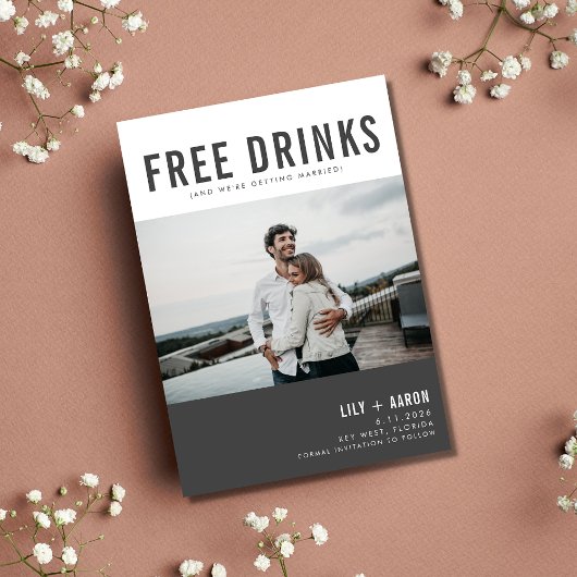 Funny Free Drinken Foto Modern Wedding Save The Date