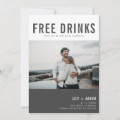 Funny Free Drinken Foto Modern Wedding Save The Date (Voorkant)