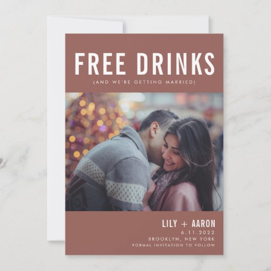 Funny Free Drinken Foto Rust Wedding Save Date Save The Date (Voorkant)
