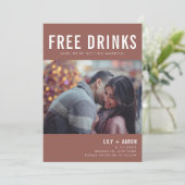 Funny Free Drinken Foto Rust Wedding Save Date Save The Date (Staand voorkant)