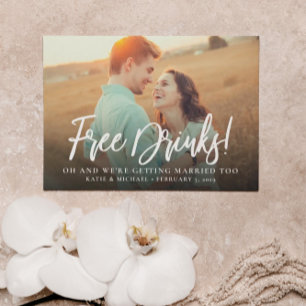 Funny Free Drinken Foto Save the Date Announding Kaart
