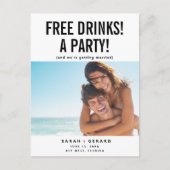 Funny Free Drinken Foto Save the Dates Aankondigingskaart (Voorkant)