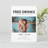 Funny Free Drinken Foto van Lesbian Save the Date (Staand voorkant)