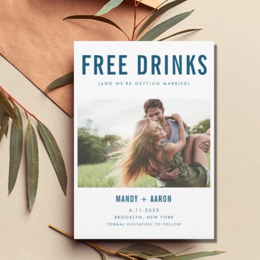 Funny Free Drinken Foto Verloving Wedding Save The Date