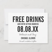 Funny Free Drinken Foto Vertical Save the Dates Date (Voorkant)