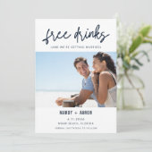 Funny Free Drinken Foto Wedding Save the Date (Staand voorkant)