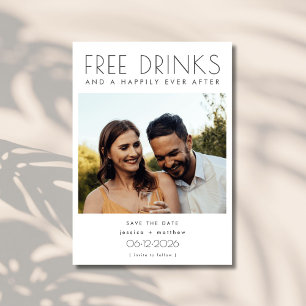 Funny Free Drinken Foto Wedding Save the Date