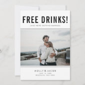 Funny Free Drinken Foto Wedding Save the Date (Voorkant)