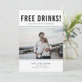 Funny Free Drinken Foto Wedding Save the Date (Staand voorkant)