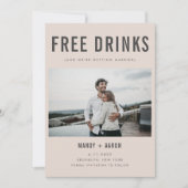 Funny Free Drinken Foto Wedding Save the Date (Voorkant)