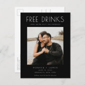 Funny Free Drinken Foto Wedding Save the Date Aankondigingskaart (Voorkant / Achterkant)