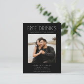 Funny Free Drinken Foto Wedding Save the Date Aankondigingskaart (Staand voorkant)