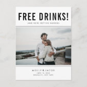 Funny Free Drinken Foto Wedding Save the Date Aankondigingskaart (Voorkant)