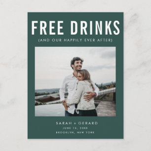 Funny Free Drinken Foto Wedding Save the Date Aankondigingskaart