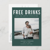 Funny Free Drinken Foto Wedding Save the Date Aankondigingskaart (Voorkant / Achterkant)