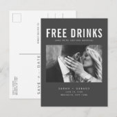 Funny Free Drinken Foto Wedding Save the Date Aankondigingskaart (Voorkant / Achterkant)