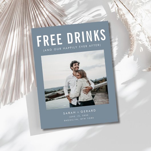 Funny Free Drinken Foto Wedding Save the Date Aankondigingskaart