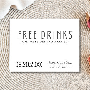 Funny Free Drinken Foto Wedding Save the Date Aankondigingskaart