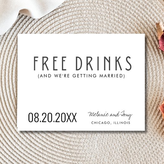 Funny Free Drinken Foto Wedding Save the Date Aankondigingskaart
