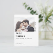 Funny Free Drinken Foto Wedding Save the Date Briefkaart (Staand voorkant)