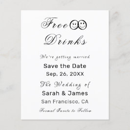 Funny Free Drinken Foto Wedding Save the Date Flyer