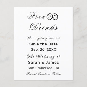 Funny Free Drinken Foto Wedding Save the Date Flyer