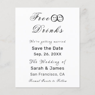 Funny Free Drinken Foto Wedding Save the Date Flyer