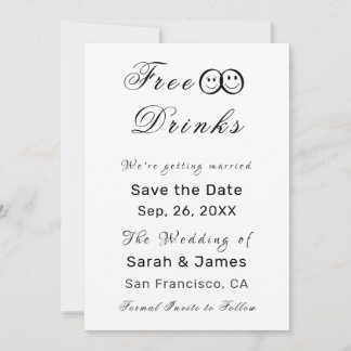 Funny Free Drinken Foto Wedding Save the Date Kaart