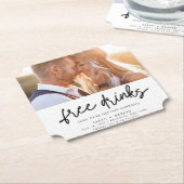 Funny Free Drinken Foto Wedding Save the Date Kartonnen Onderzetters (Gekanteld)