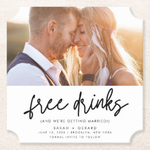 Funny Free Drinken Foto Wedding Save the Date Kartonnen Onderzetters