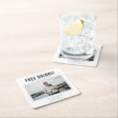 Funny Free Drinken Foto Wedding Save the Date Kartonnen Onderzetters (Insitu)
