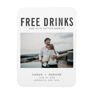 Funny Free Drinken Foto Wedding Save the Date Magneet