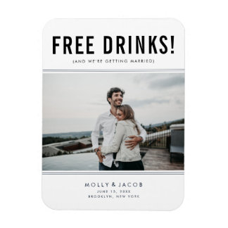 Funny Free Drinken Foto Wedding Save the Date Magneet