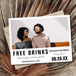 Funny Free Drinken Modern Photo Wedding Aankondigingskaart
