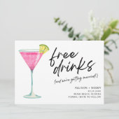 Funny Free Drinken Modern Photo Wedding Save The Date (Staand voorkant)