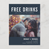 Funny Free Drinken Photo Navy Wedding Save the Dat Aankondigingskaart (Voorkant)