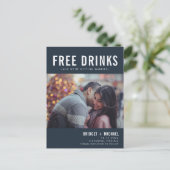 Funny Free Drinken Photo Navy Wedding Save the Dat Aankondigingskaart (Staand voorkant)