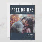 Funny Free Drinken Photo Navy Wedding Save The Date (Voorkant)