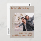 Funny Free Drinken Photo Save the Date Briefkaart (Voorkant / Achterkant)